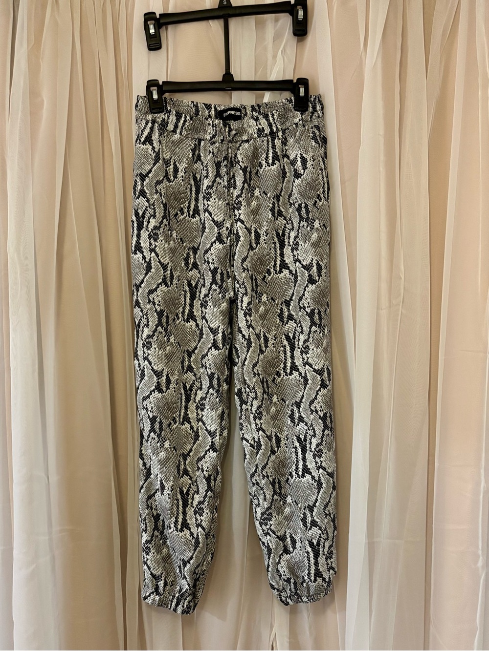 Express Size S Snake Print Joggers - Black & Gray